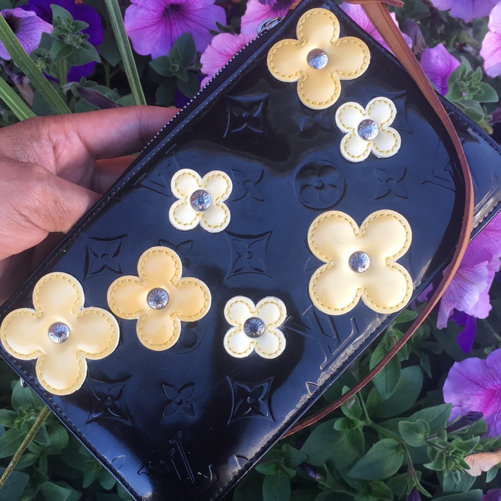Louis Vuitton Black and Yellow Mini Vernis Bag